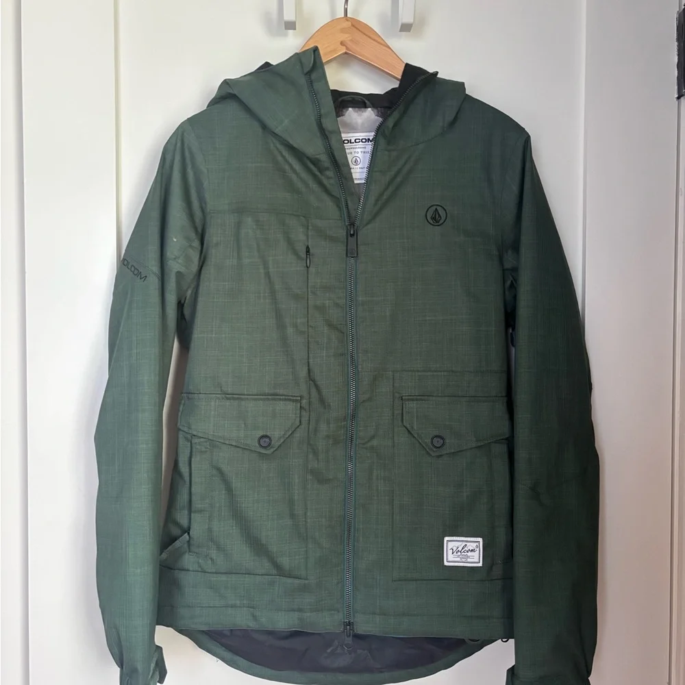 Volcom Hooded Ski Jacket in Dark Green - Picture 1 of 5